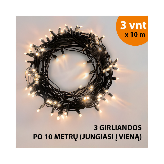 Lauko ir vidaus girlianda (LED lemputės) 30 m PROLED juoda