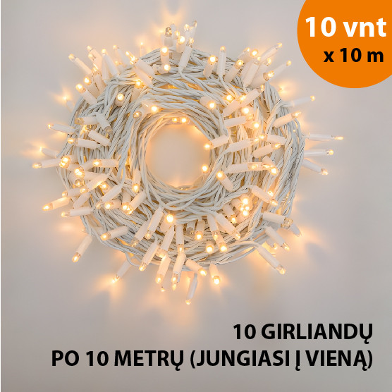 Lauko ir vidaus girlianda (LED lemputės) 100 m PROLED balta