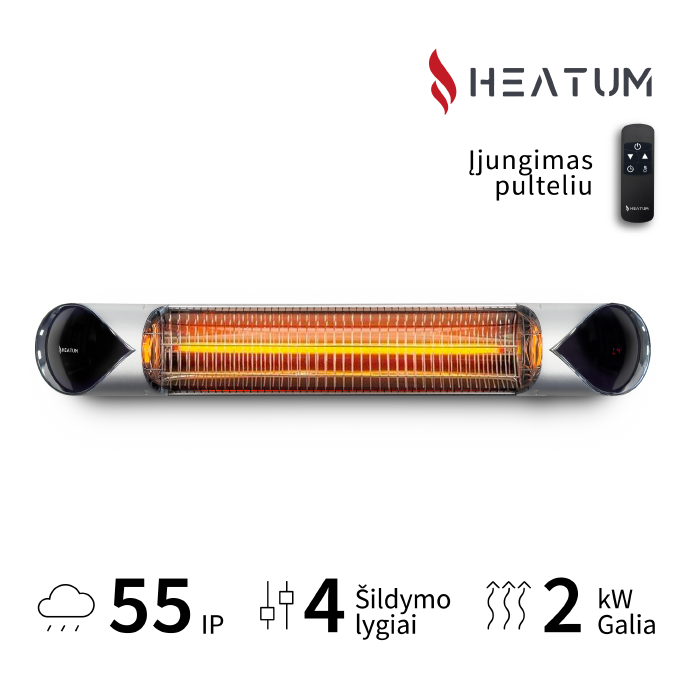 Infraraudonųjų spindulių šildytuvas Heatum H2000R CORE SILVER