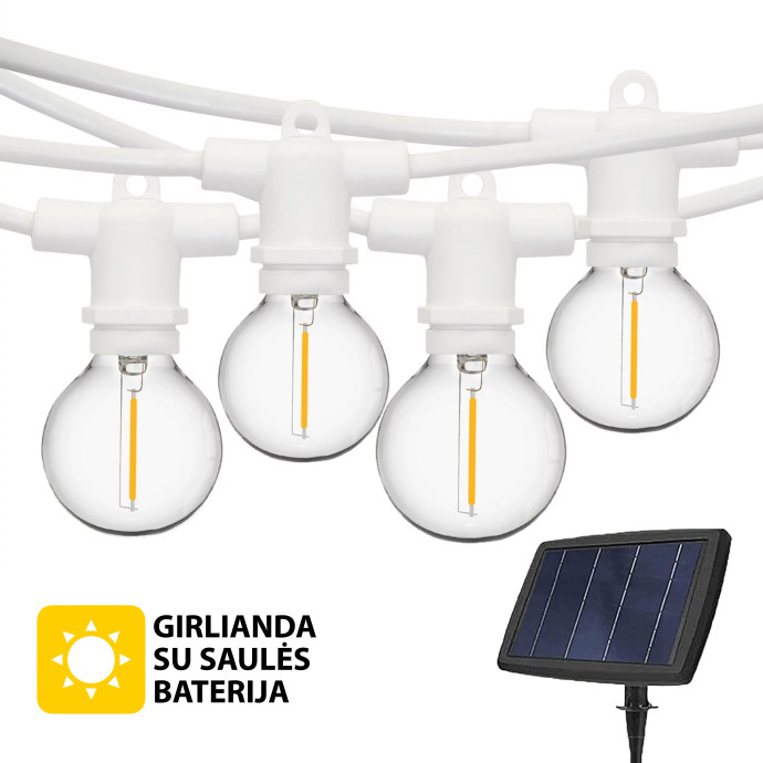 Lauko girlianda su saulės baterija (LED) Perl Balta