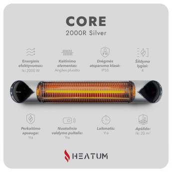 Infraraudonųjų spindulių šildytuvas Heatum H2000R CORE SILVER3