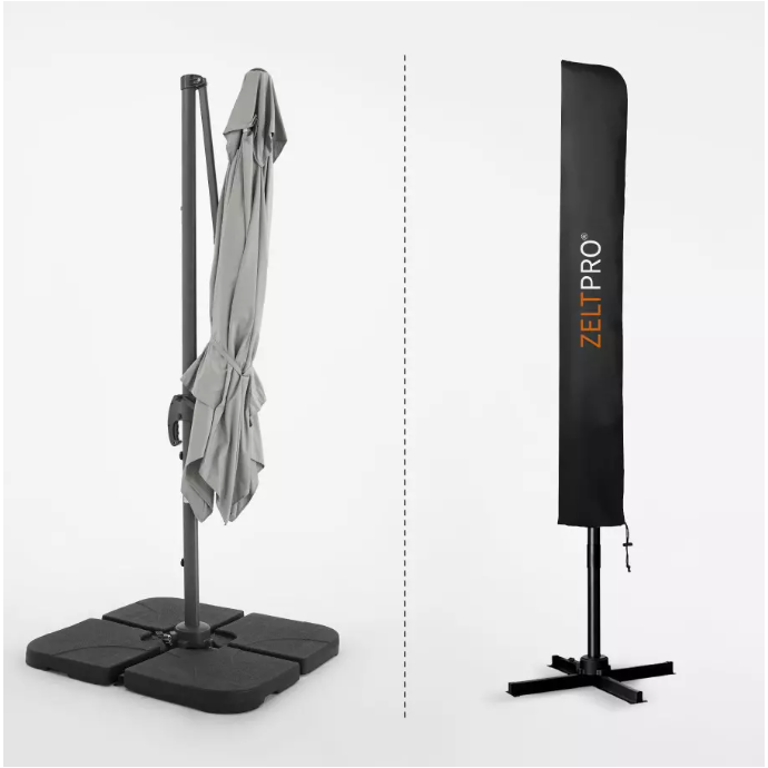 Lauko skėtis su padu ir užvalkalu Comfort Light Grey