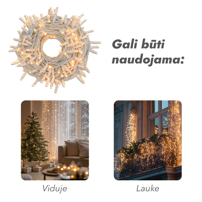 Lauko ir vidaus girlianda (LED lemputės) 100 m PROLED balta 8