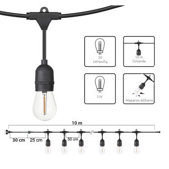 Lauko girlianda (LED lemputės) 10 m Drop