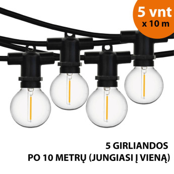 Lauko girlianda (LED lemputės) 50 m Perl juoda