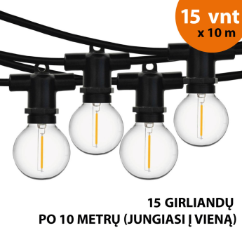 Lauko girlianda (LED lemputės) 150 m Perl juoda