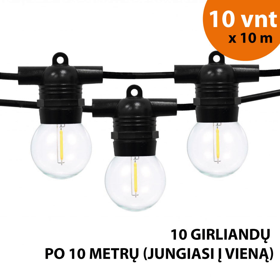 Lauko girlianda (LED lemputės) 100 m Glow juoda