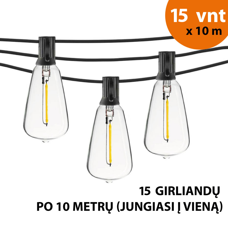 Lauko girlianda (LED lemputės) 150 m Retro